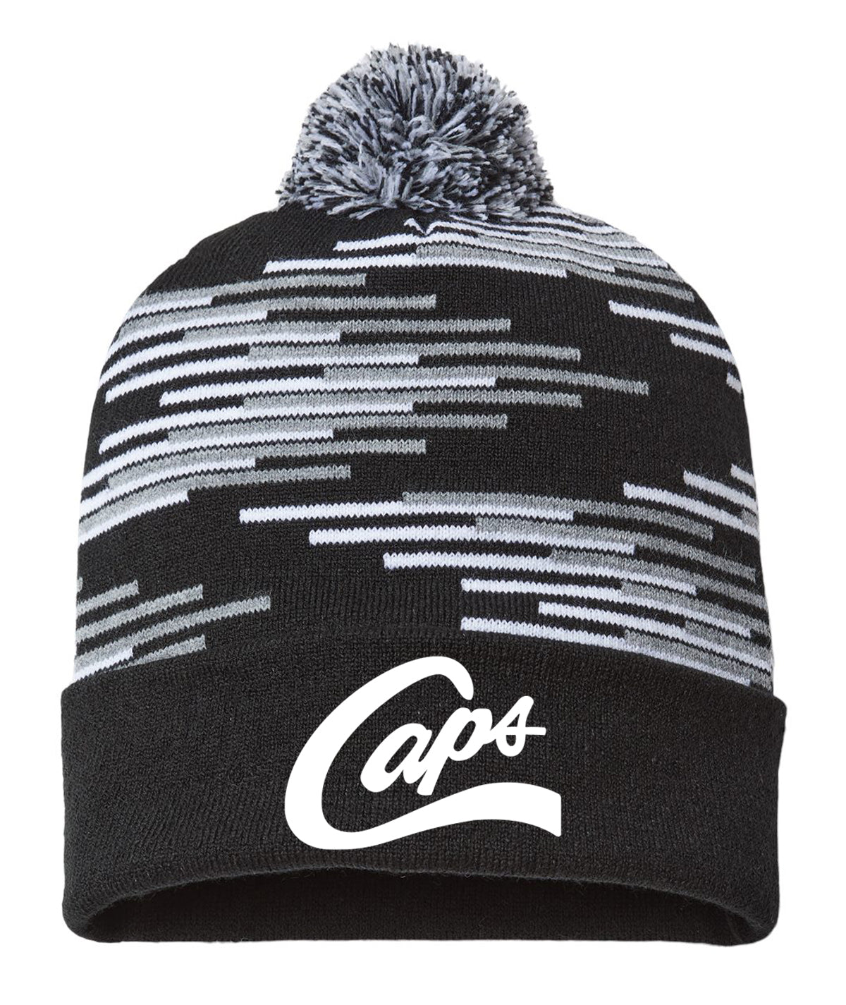 Capitals Striped Pom Beanie