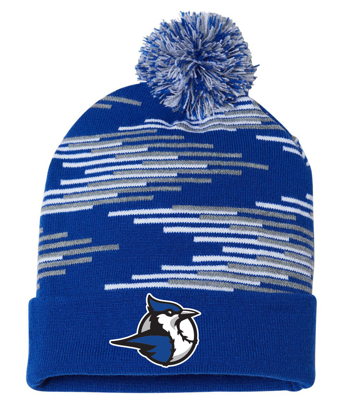 Bluejays Customizable Striped Pom Beanie