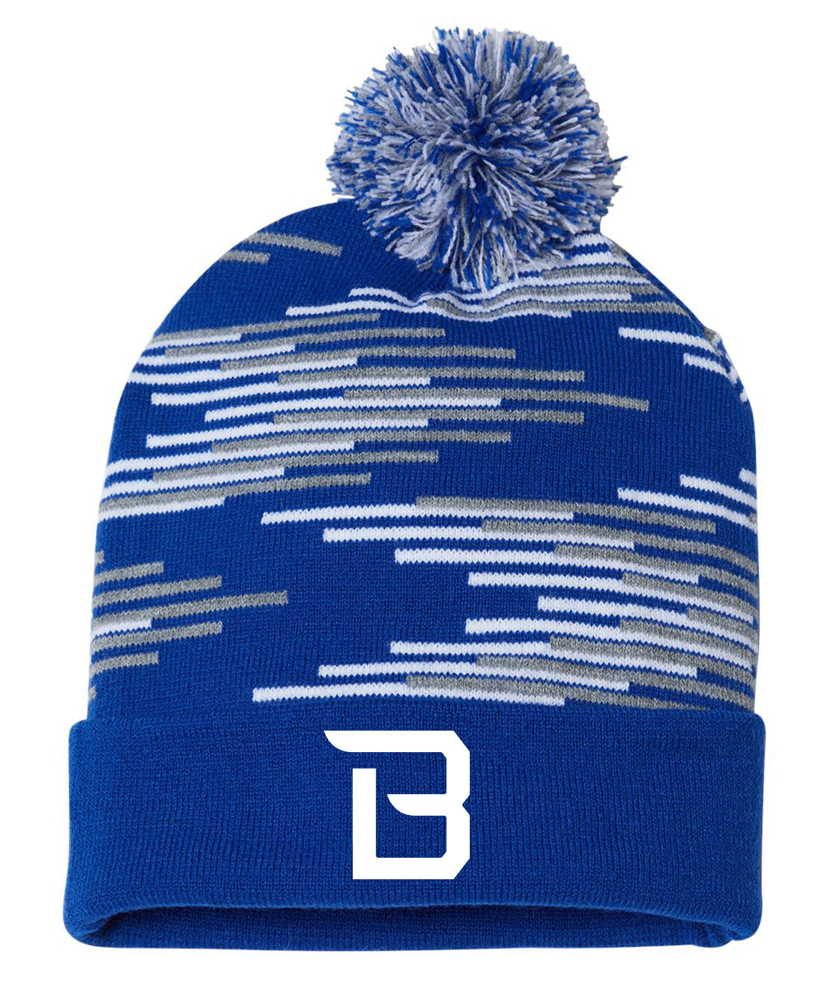 Bluejays Customizable Striped Pom Beanie